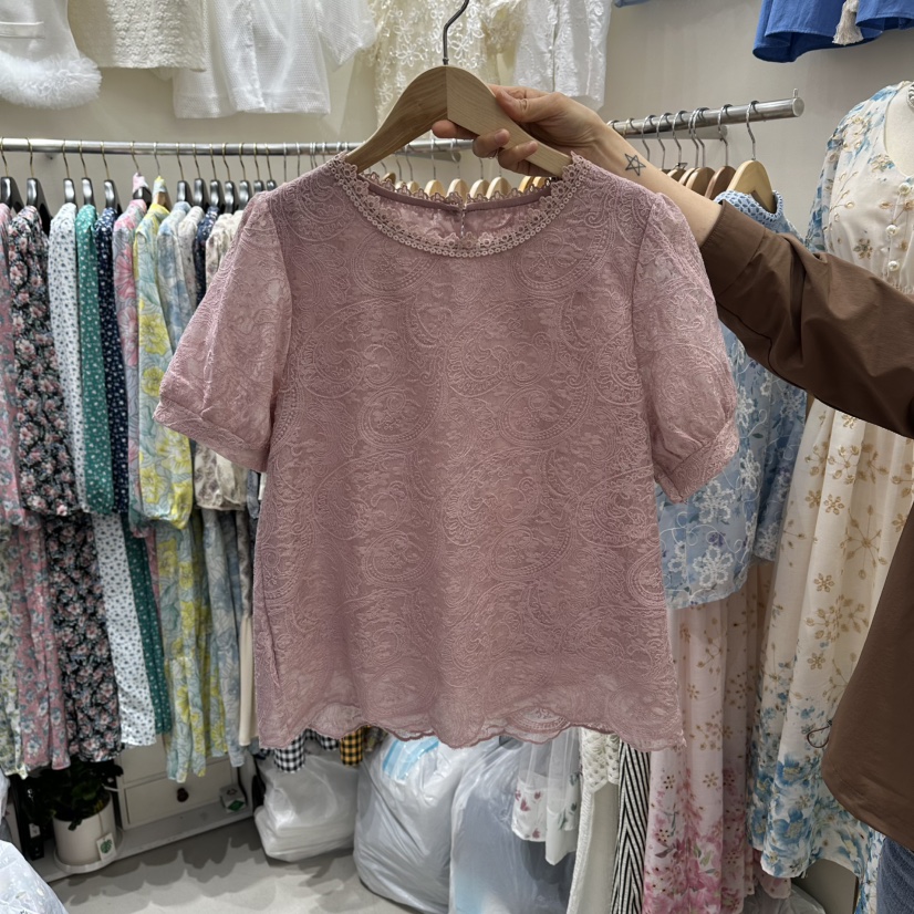 BIKINI東大門代購女士新品休閑26春夏襯衫蕾絲衫不含項鏈BIKINI襯衫/蕾絲衫圖色2