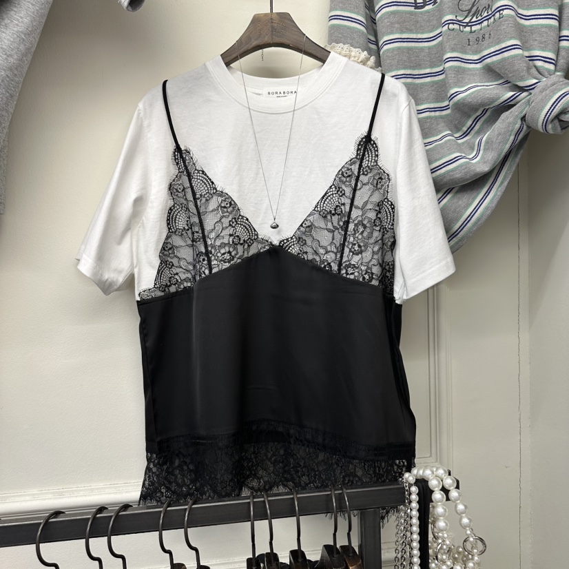 BORA BORA韓國代購女裝新款推薦休閑職業時尚人氣T恤緞面BORA BORAT恤圖色2