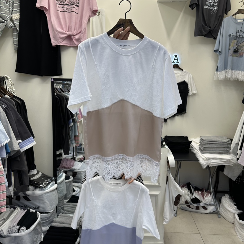 BORA BORA韓國代購女裝新款推薦休閑職業時尚人氣T恤緞面BORA BORAT恤圖色3