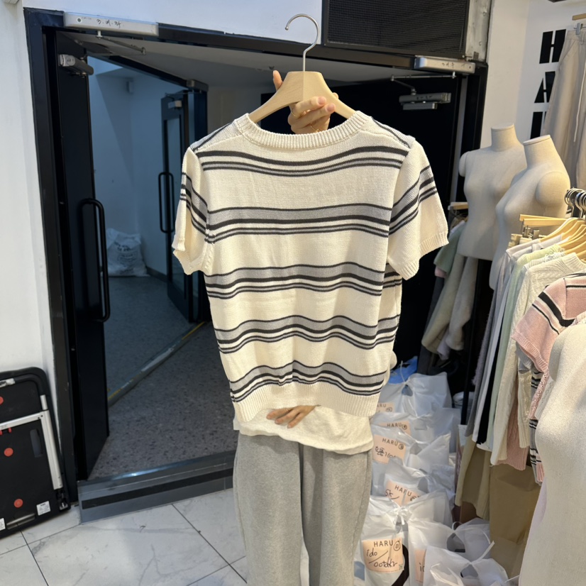 HARU-Q韓國代購女裝新款人氣休閑真品職業熱賣針織衫條紋HARU-Q針織衫