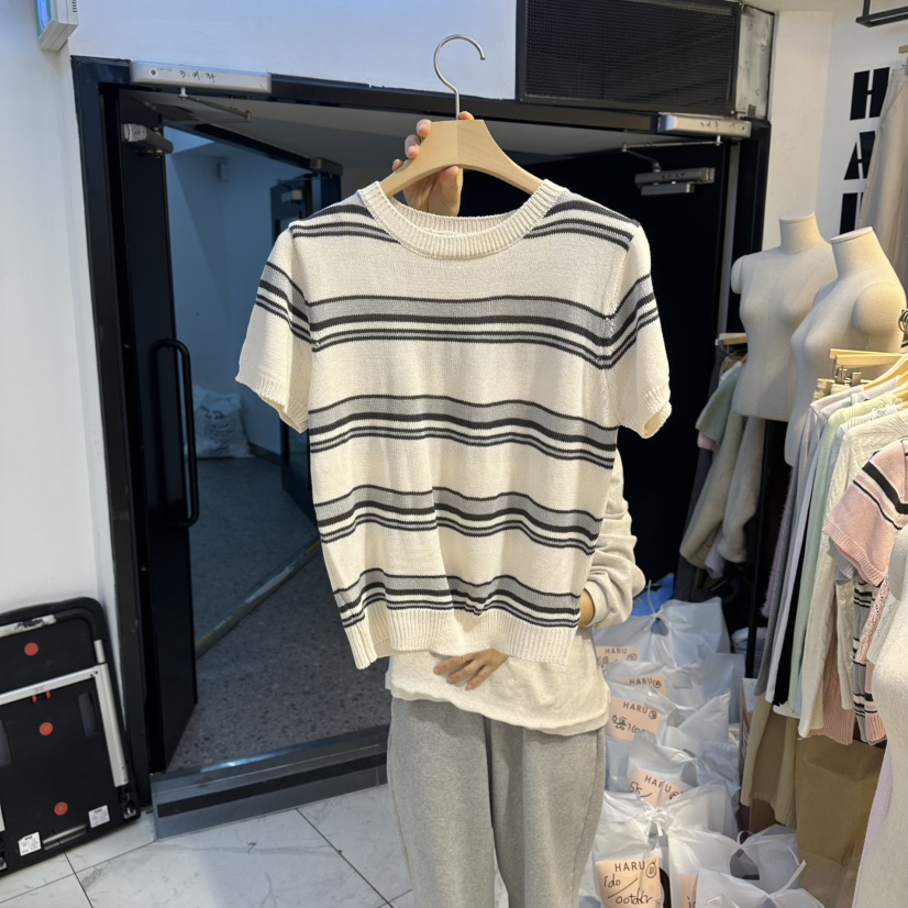 HARU-Q韓國代購女裝新款人氣休閑真品職業熱賣針織衫條紋HARU-Q針織衫圖色1