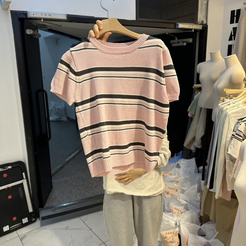 HARU-Q韓國代購女裝新款人氣休閑真品職業熱賣針織衫條紋HARU-Q針織衫圖色2
