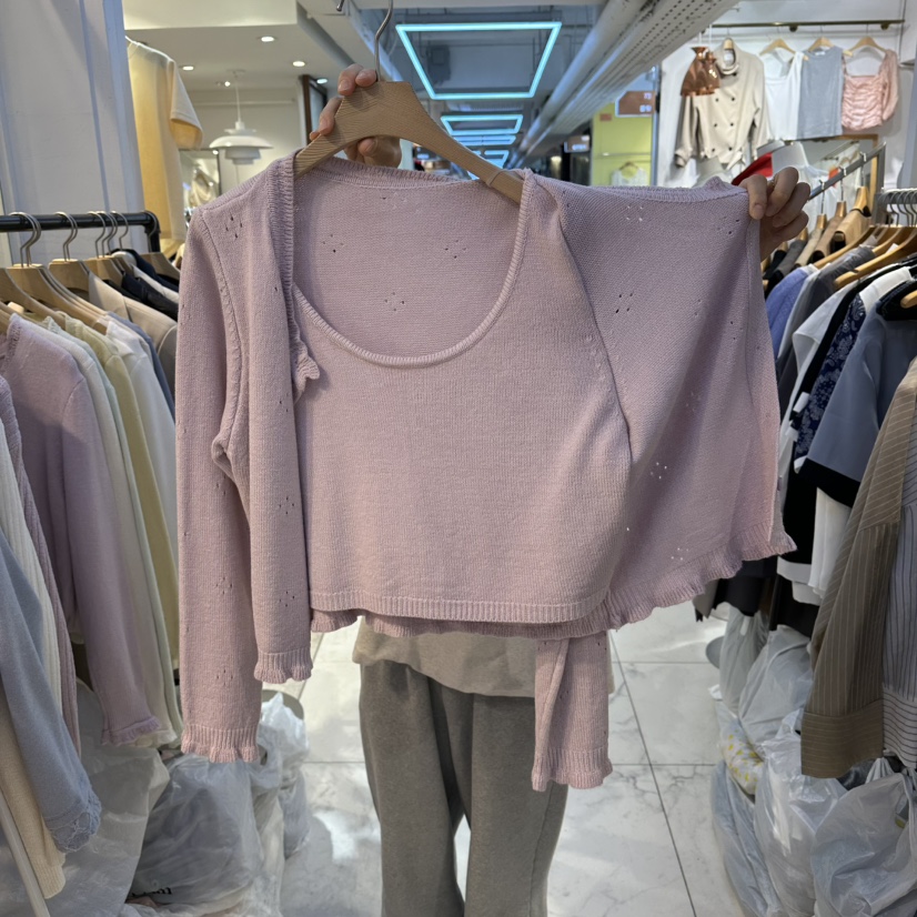 HARU-Q韓國直郵女裝新品推薦休閑時尚26春夏針織衫假兩件雙層HARU-Q針織衫