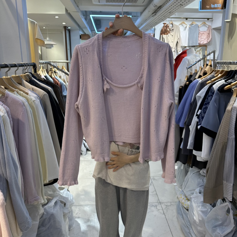 HARU-Q韓國直郵女裝新品推薦休閑時尚26春夏針織衫假兩件雙層HARU-Q針織衫圖色3