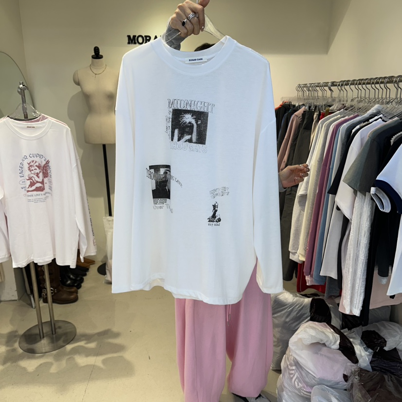 MORAN/MOSCO/SUGAR CASE韓國代購女士新品時尚長袖T恤MORAN/MOSCO/SUGAR CASE長袖T恤圖色1