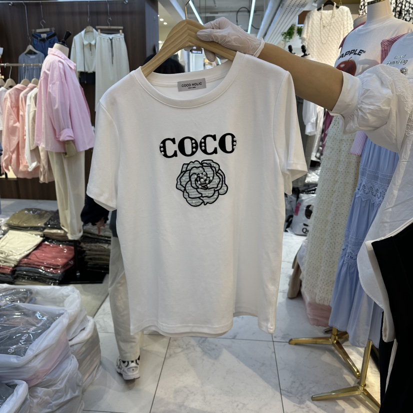 COCO HOLIC韓國直郵女裝新款人氣職業推薦熱賣休閑26春夏T恤COCO HOLICT恤圖色1