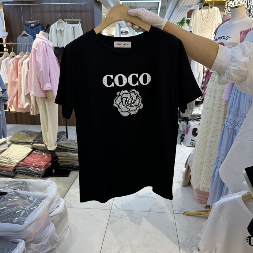 COCO HOLIC韓國直郵女裝新款人氣職業推薦熱賣休閑26春夏T恤COCO HOLICT恤圖色3