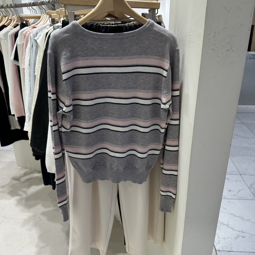 HARU-Q東大門代購女士新品休閑熱賣26春夏針織衫柔軟開衫條紋HARU-Q針織衫