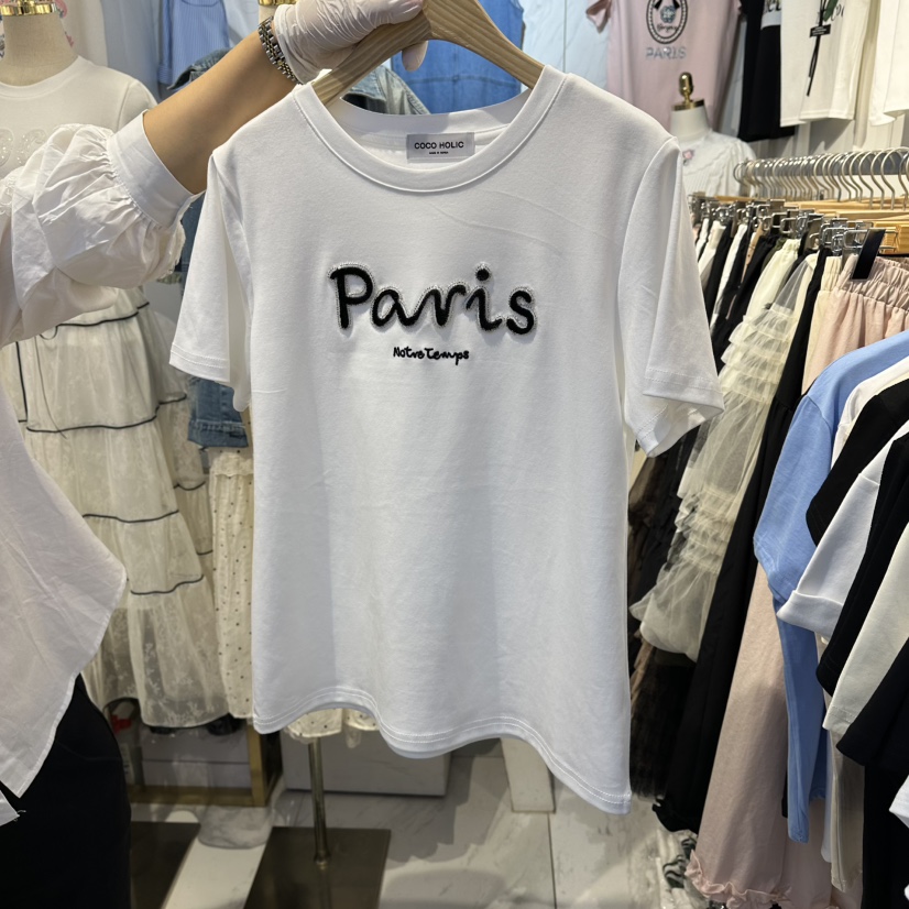 COCO HOLIC韓國代購女士新款26春夏人氣休閑時尚真品T恤COCO HOLICT恤圖色1