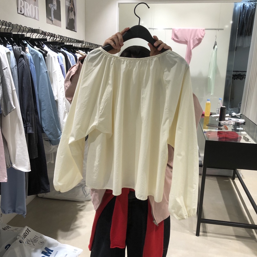 BROT韓國代購女士新品時尚推薦職業休閑26春夏襯衫蕾絲衫褶皺BROT襯衫/蕾絲衫