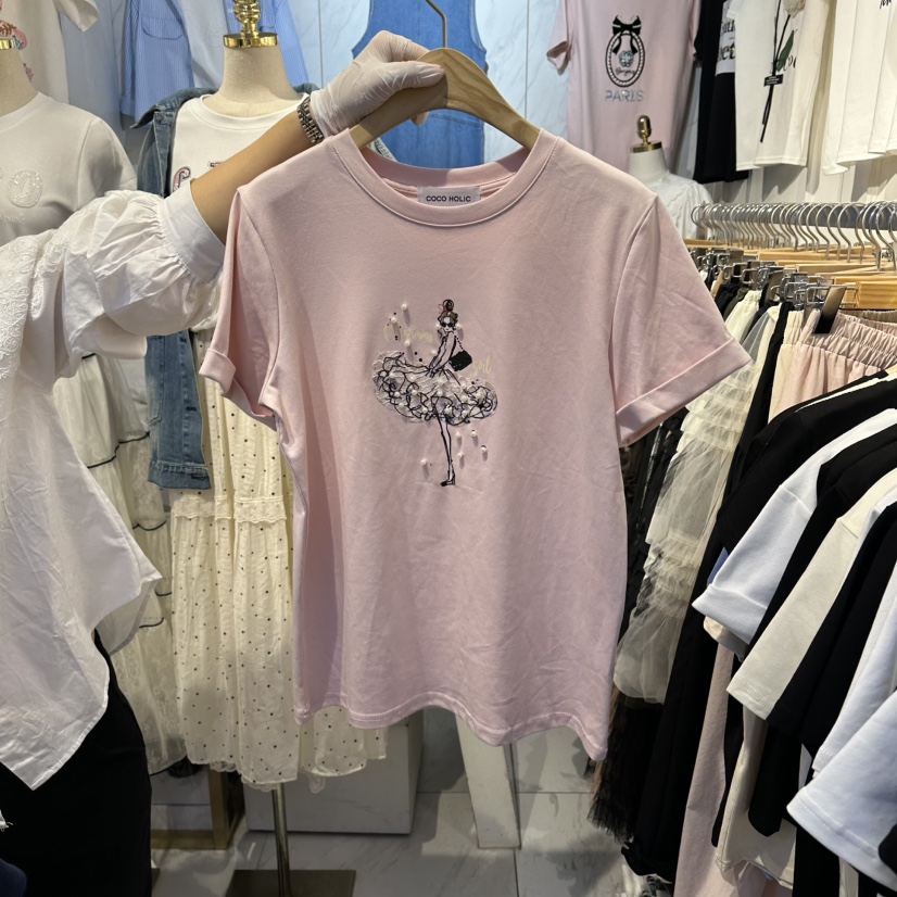 COCO HOLIC韓國直郵女士新款26春夏人氣推薦休閑職業T恤COCO HOLICT恤圖色1
