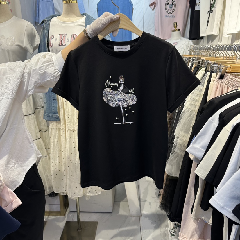 COCO HOLIC韓國直郵女士新款26春夏人氣推薦休閑職業T恤COCO HOLICT恤圖色2