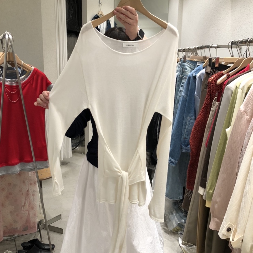 SSEMIENNE東大門代購女士新款人氣真品26春夏時尚針織衫腰帶SSENIQUE針織衫圖色1