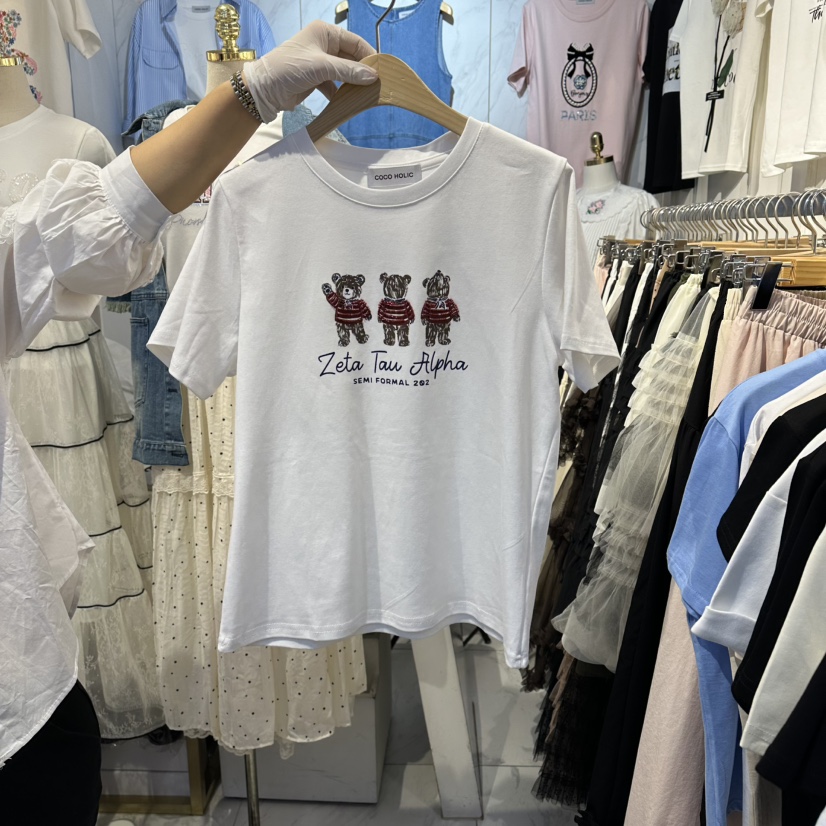 COCO HOLIC韓國代購女裝新款休閑26春夏真品推薦T恤小熊COCO HOLICT恤圖色1
