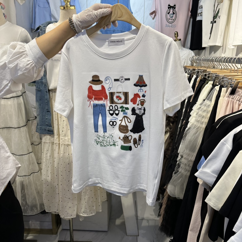 COCO HOLIC東大門代購女裝新款休閑26春夏職業推薦時尚T恤COCO HOLICT恤圖色1