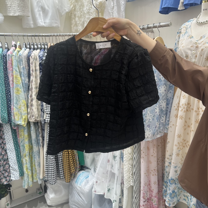 BIKINI東大門直郵女士新品26春夏推薦休閑熱賣襯衫蕾絲衫BIKINI襯衫/蕾絲衫圖色2