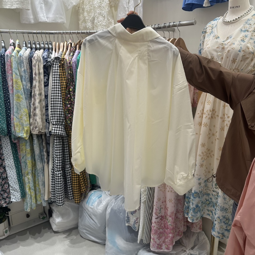 BIKINI東大門實拍女士新款人氣26春夏真品襯衫蕾絲衫褶裥BIKINI襯衫/蕾絲衫