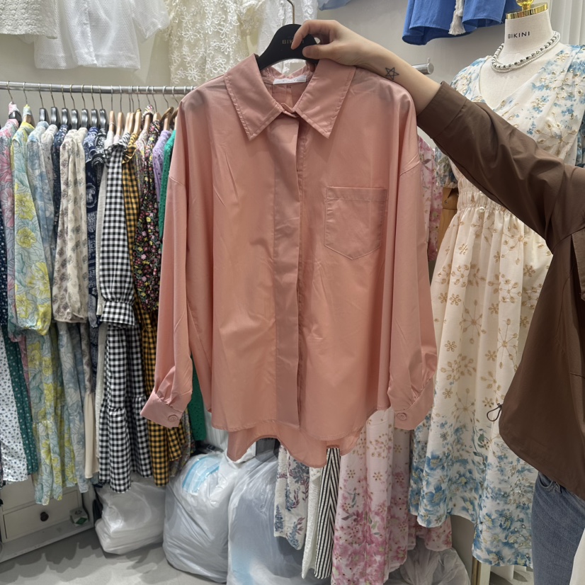 BIKINI東大門實拍女士新款人氣26春夏真品襯衫蕾絲衫褶裥BIKINI襯衫/蕾絲衫圖色2