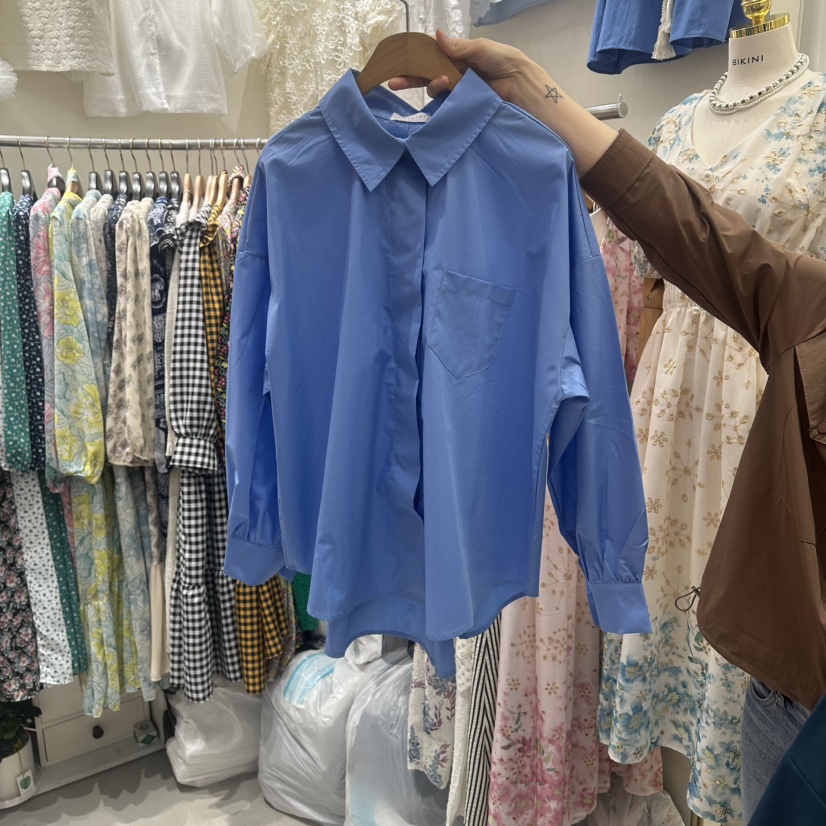BIKINI東大門實拍女士新款人氣26春夏真品襯衫蕾絲衫褶裥BIKINI襯衫/蕾絲衫圖色3