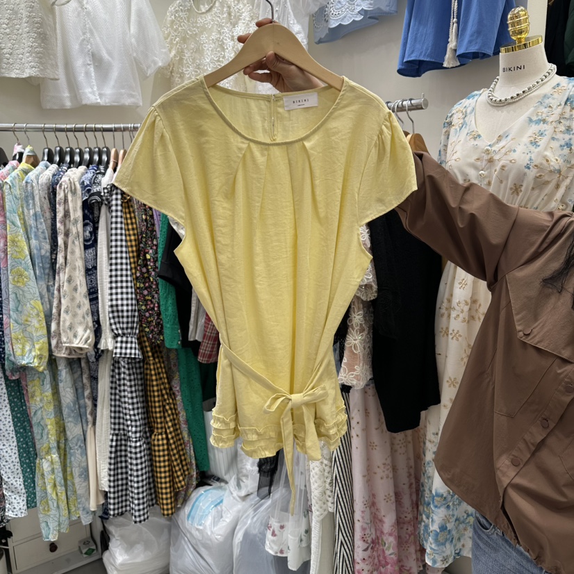 BIKINI東大門直郵女士新款熱賣26春夏襯衫蕾絲衫不含項鏈腰帶BIKINI襯衫/蕾絲衫圖色1