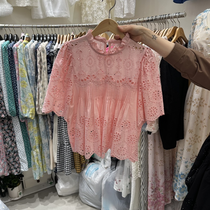 BIKINI韓國直郵女士新品真品人氣26春夏職業襯衫蕾絲衫蕾絲BIKINI襯衫/蕾絲衫圖色2