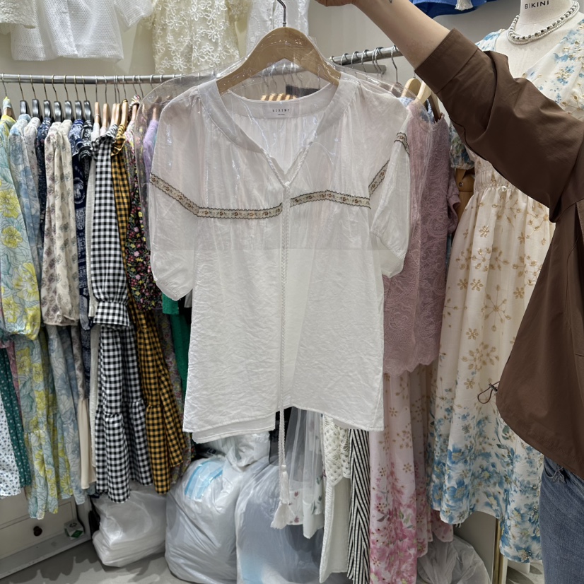 BIKINI東大門實拍女士新款推薦時尚熱賣休閑人氣襯衫蕾絲衫BIKINI襯衫/蕾絲衫圖色2