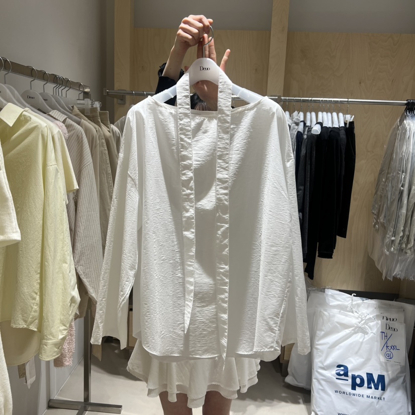 DEUO韓國代購女士新品人氣熱賣職業時尚襯衫蕾絲衫含脖帶DEUO襯衫/蕾絲衫圖色1