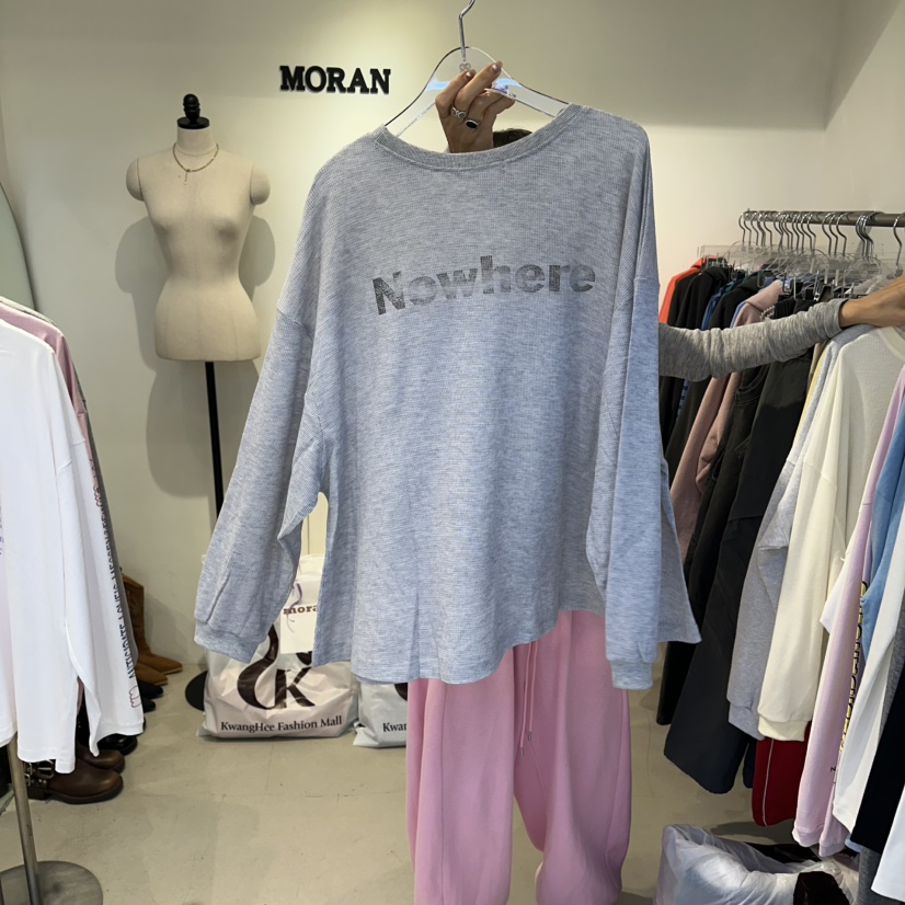 MORAN/MOSCO/SUGAR CASE東大門直郵女士新品休閑長袖T恤華夫格MORAN/MOSCO/SUGAR CASE長袖T恤