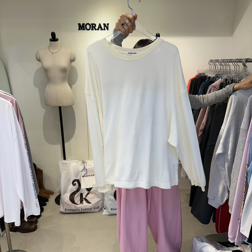 MORAN/MOSCO/SUGAR CASE東大門直郵女士新品休閑長袖T恤華夫格MORAN/MOSCO/SUGAR CASE長袖T恤圖色1