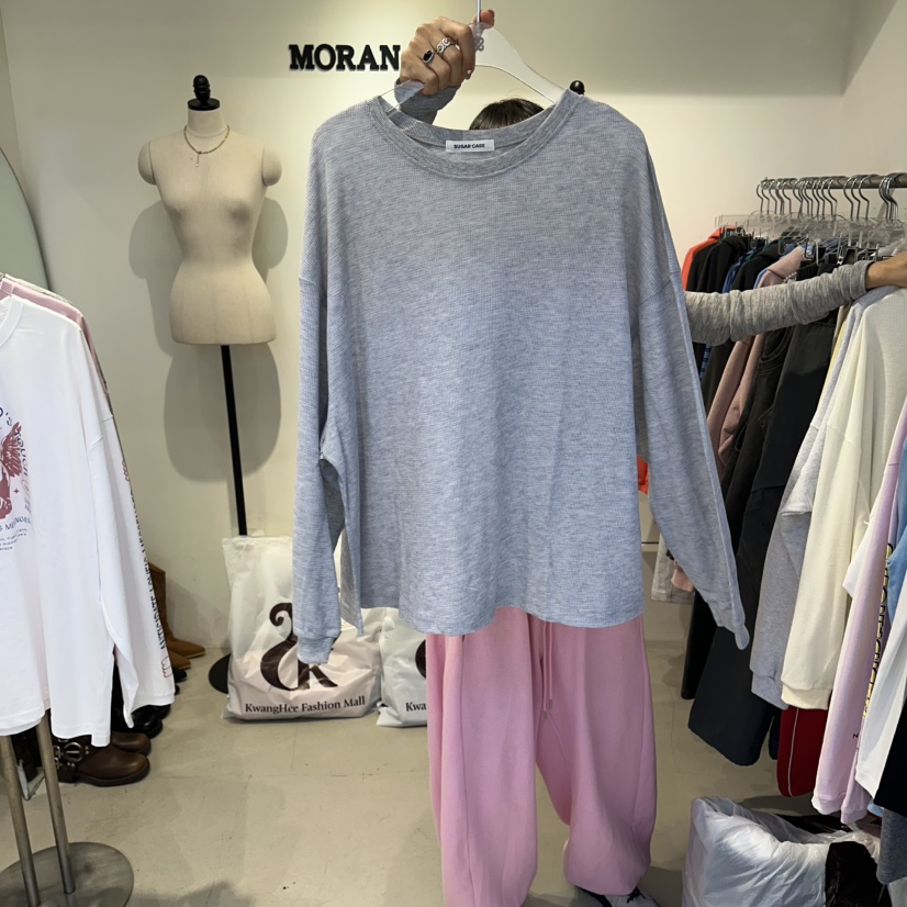 MORAN/MOSCO/SUGAR CASE東大門直郵女士新品休閑長袖T恤華夫格MORAN/MOSCO/SUGAR CASE長袖T恤圖色2