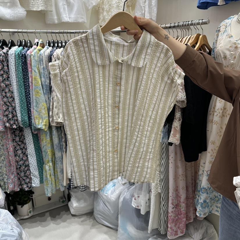 BIKINI韓國代購女士新品真品時尚職業熱賣休閑襯衫蕾絲衫BIKINI襯衫/蕾絲衫圖色2米色