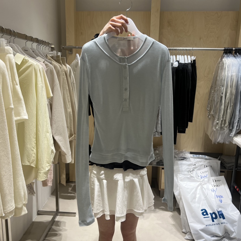 DEUO韓國代購女裝新品推薦休閑26春夏真品時尚職業長袖T恤DEUO長袖T恤圖色1