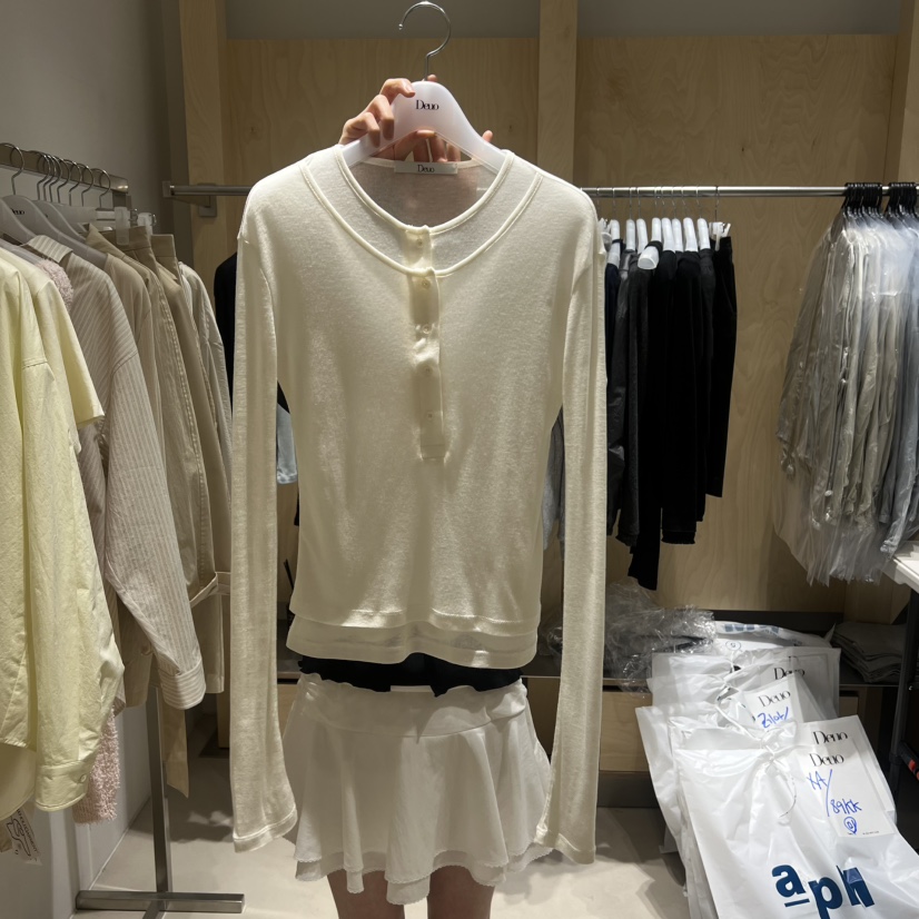 DEUO韓國代購女裝新品推薦休閑26春夏真品時尚職業長袖T恤DEUO長袖T恤圖色2