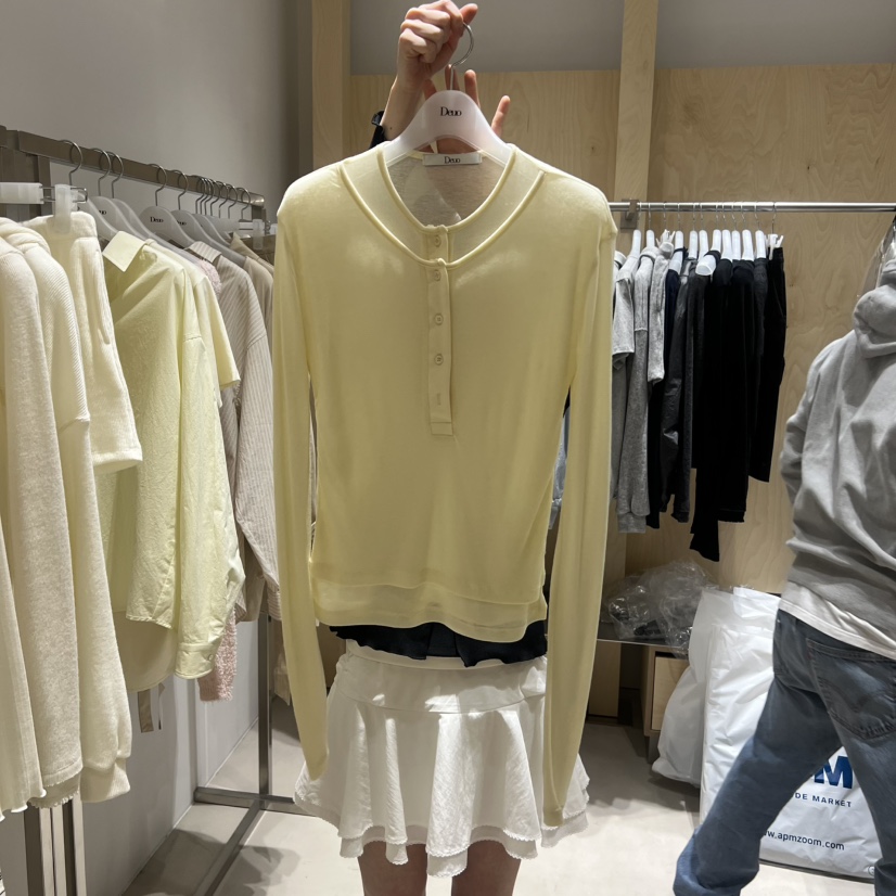 DEUO韓國代購女裝新品推薦休閑26春夏真品時尚職業長袖T恤DEUO長袖T恤圖色4