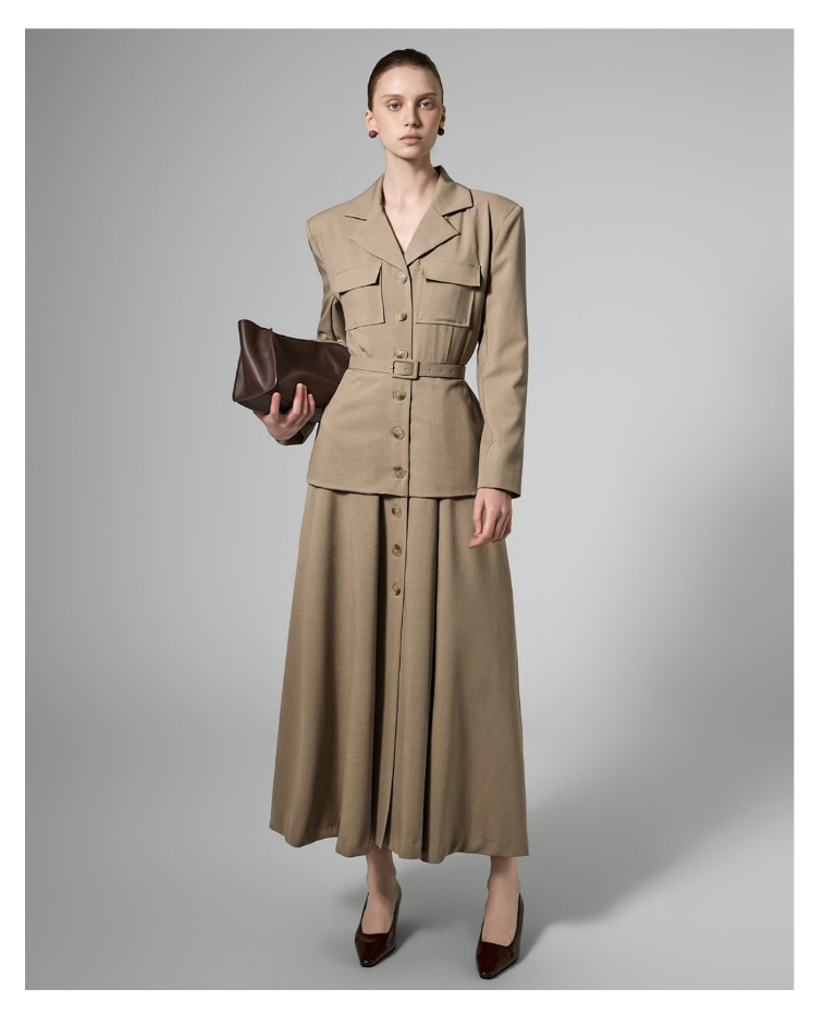 TANIA東大門實拍女裝新品職業26春夏真品時尚連衣裙含腰帶TANIA連衣裙