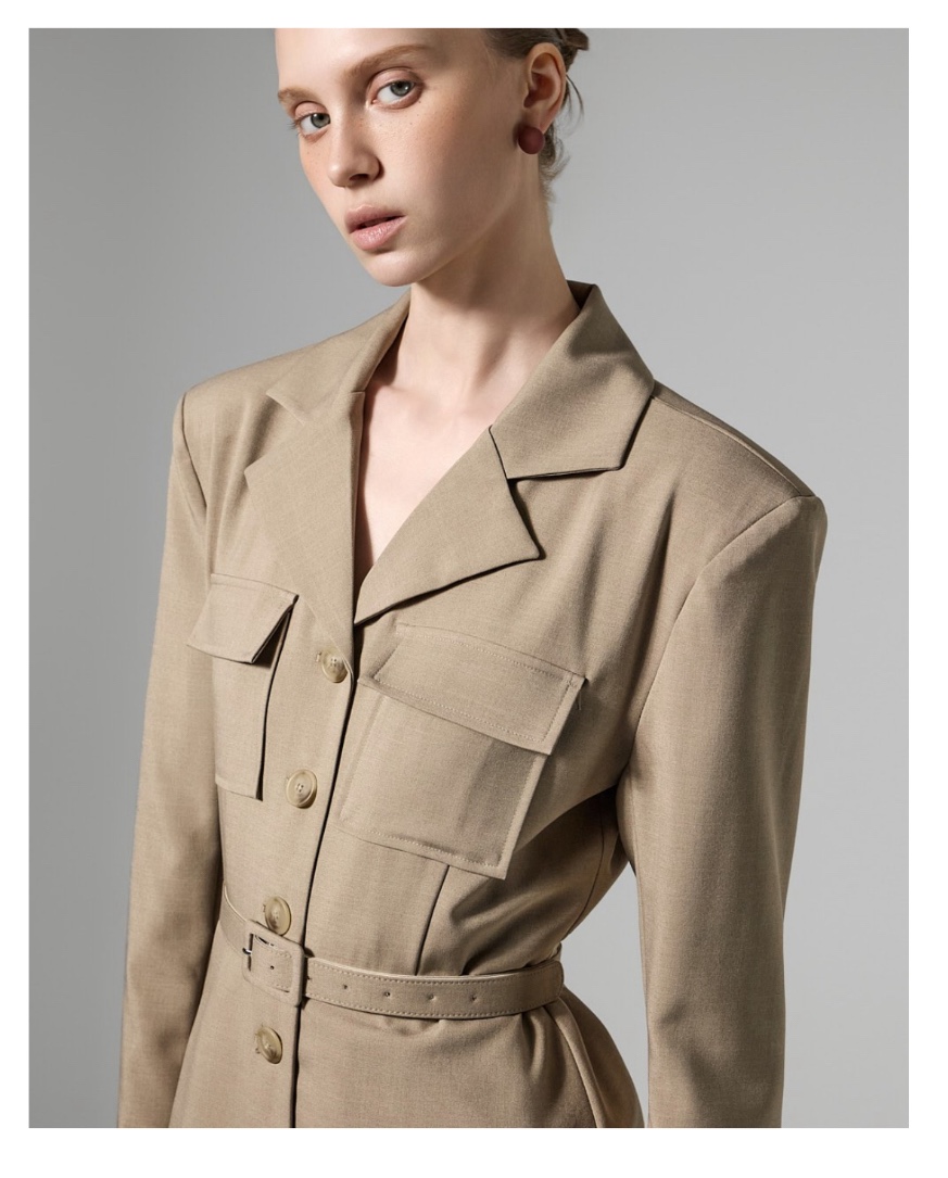 TANIA東大門實拍女裝新品職業26春夏真品時尚連衣裙含腰帶TANIA連衣裙