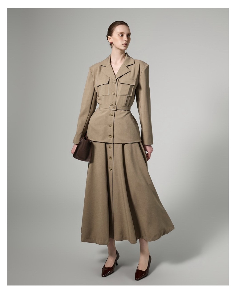 TANIA東大門實拍女裝新品職業26春夏真品時尚連衣裙含腰帶TANIA連衣裙