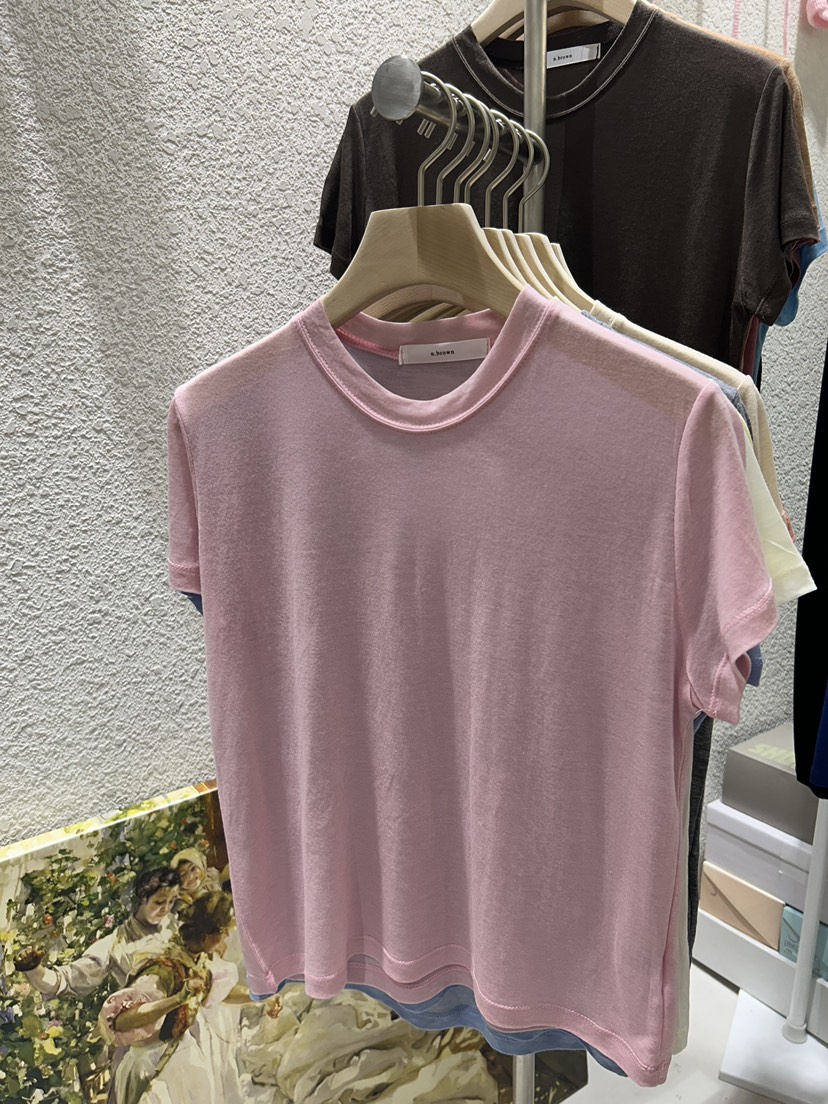 N BROWN東大門代購女士新款休閑26春夏人氣推薦職業T恤天絲N BROWNT恤圖色1