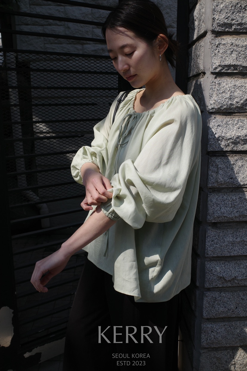 KERRY東大門實拍女士新款人氣時尚職業襯衫蕾絲衫亞麻布褶皺KERRY襯衫/蕾絲衫