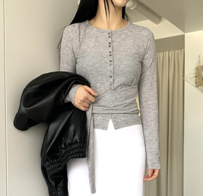 MOMENT韓國東大門直郵女裝新款休閑職業長袖T恤羊毛衫雙層MOMENT/RECOVER長袖T恤