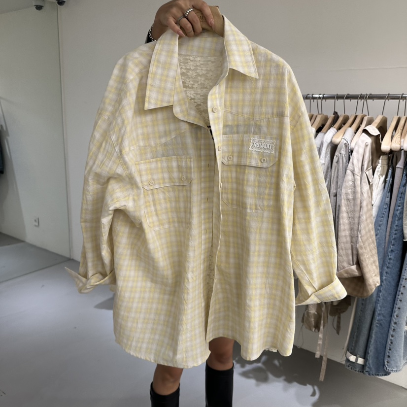 VAULT韓國直郵女士新款熱賣時尚推薦人氣休閑襯衫蕾絲衫口袋VAULT襯衫/蕾絲衫圖色2