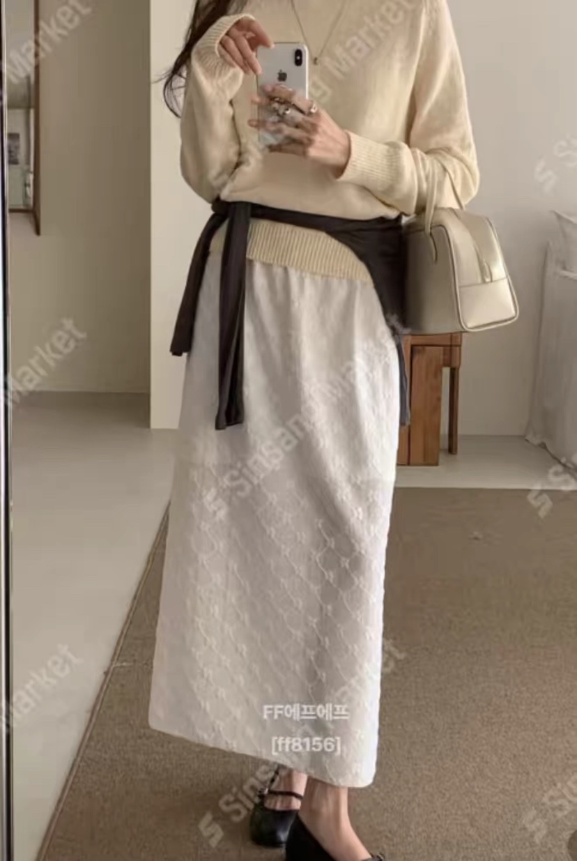 FF/SUNDAY韓國東大門代購女士新品休閑人氣職業長裙刺繡FF/SUNDAY長裙