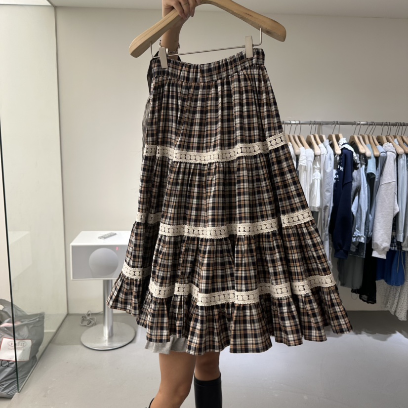 VAULT韓國直郵女裝新品推薦熱賣時尚人氣休閑職業長裙格子VAULT長裙