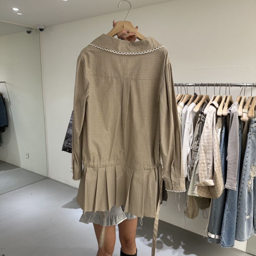 VAULT韓國東大門代購女裝新品職業熱賣時尚連衣裙格子褶皺VAULT連衣裙