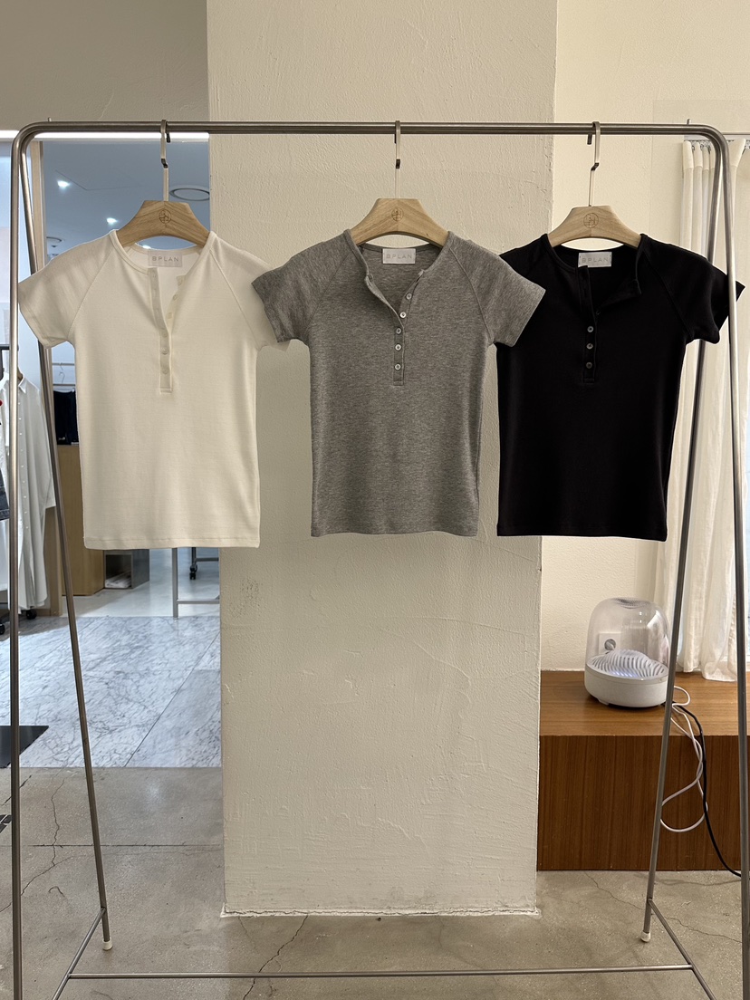 BPLAN韓國代購女士新款人氣26春夏時尚休閑職業熱賣T恤紐扣BPLANT恤