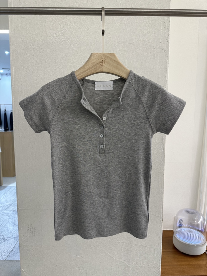 BPLAN韓國代購女士新款人氣26春夏時尚休閑職業熱賣T恤紐扣BPLANT恤圖色2