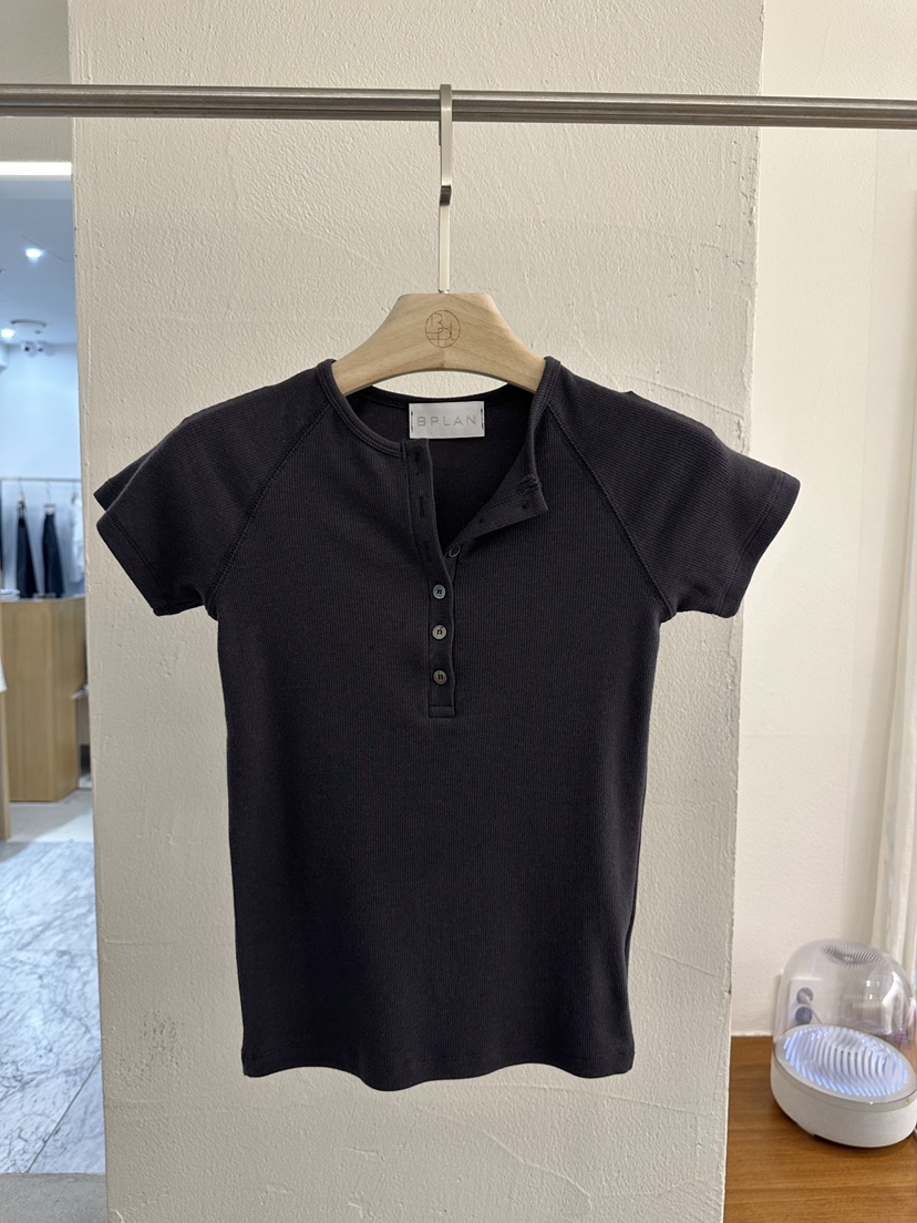 BPLAN韓國代購女士新款人氣26春夏時尚休閑職業熱賣T恤紐扣BPLANT恤圖色3