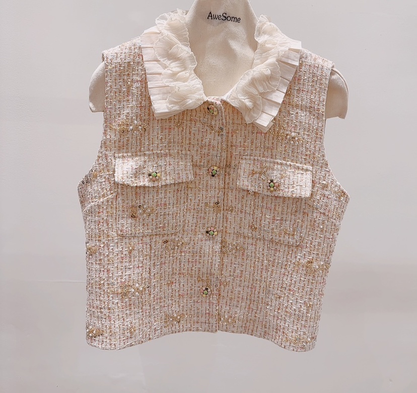 AWESOME-P韓國代購女裝新款職業人氣熱賣推薦馬甲粗花呢AWESOME-P馬甲圖色1