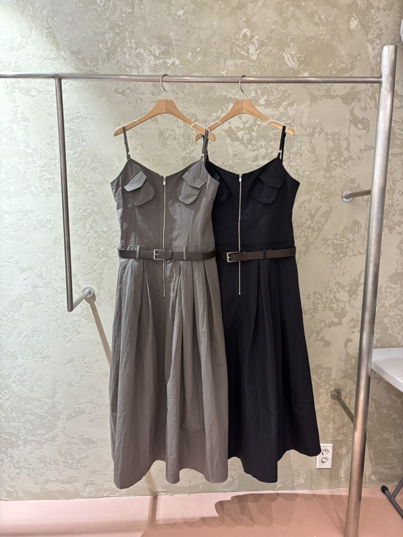 PIN-UP韓國直郵女裝新品26春夏職業時尚連衣裙不含腰帶口袋PIN-UP連衣裙