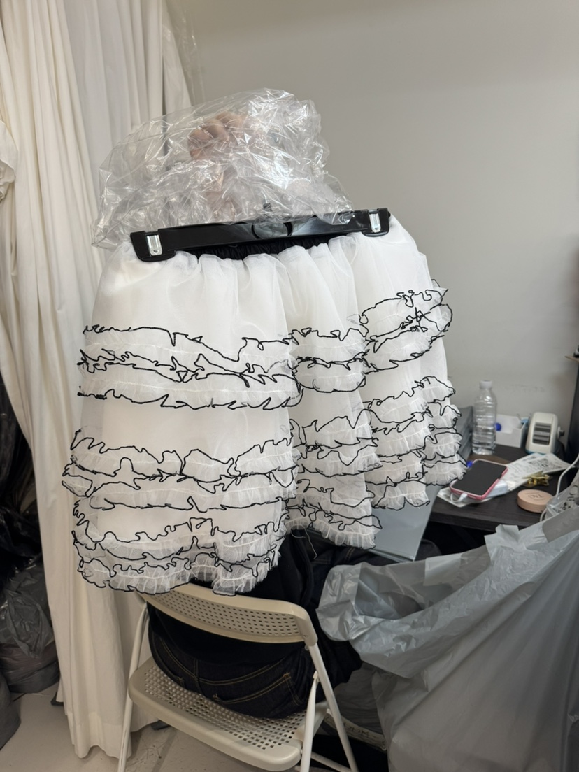 OLI SEOUL韓國東大門代購女士新款職業時尚短裙褶皺網眼OLI SEOUL短裙